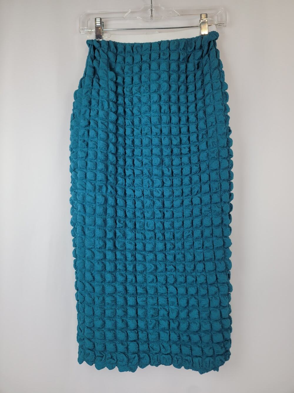 Amanda Uprichard Popcorn Bubble Artsy Teal Stretchy Skirt Womens Size Small
